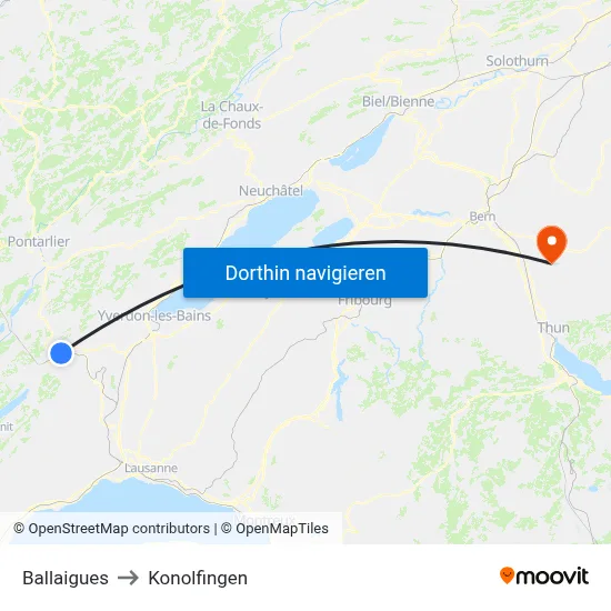 Ballaigues to Konolfingen map