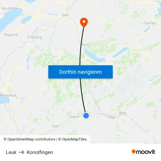 Leuk to Konolfingen map