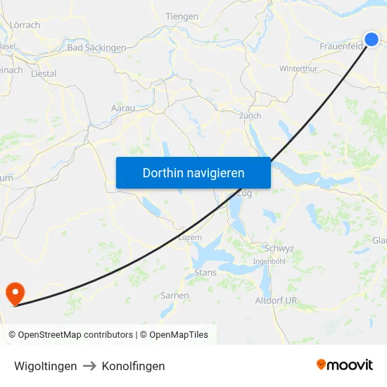 Wigoltingen to Konolfingen map