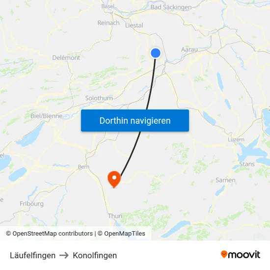 Läufelfingen to Konolfingen map