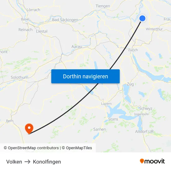 Volken to Konolfingen map