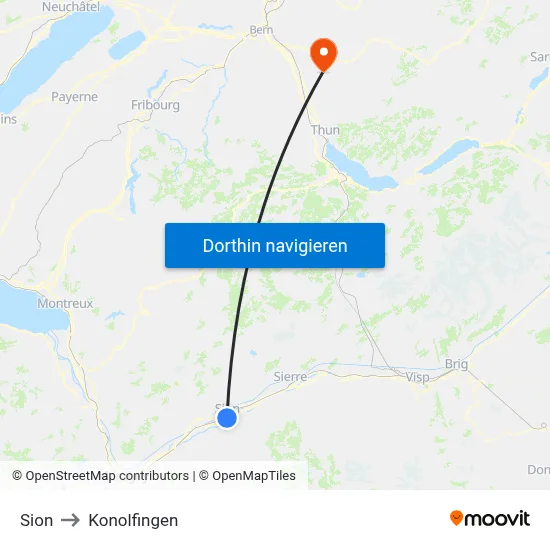 Sion to Konolfingen map