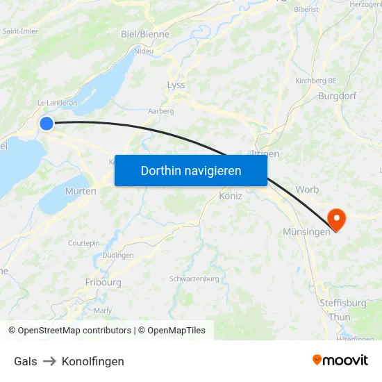 Gals to Konolfingen map