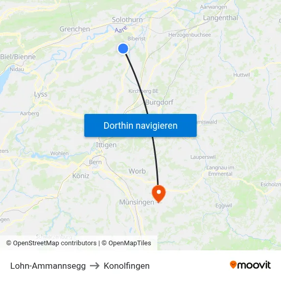 Lohn-Ammannsegg to Konolfingen map