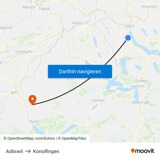 Adliswil to Konolfingen map