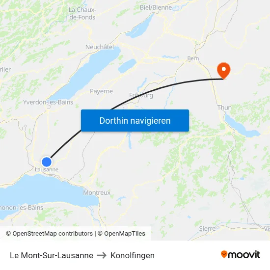 Le Mont-Sur-Lausanne to Konolfingen map