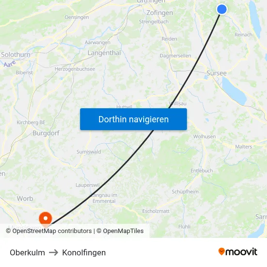 Oberkulm to Konolfingen map