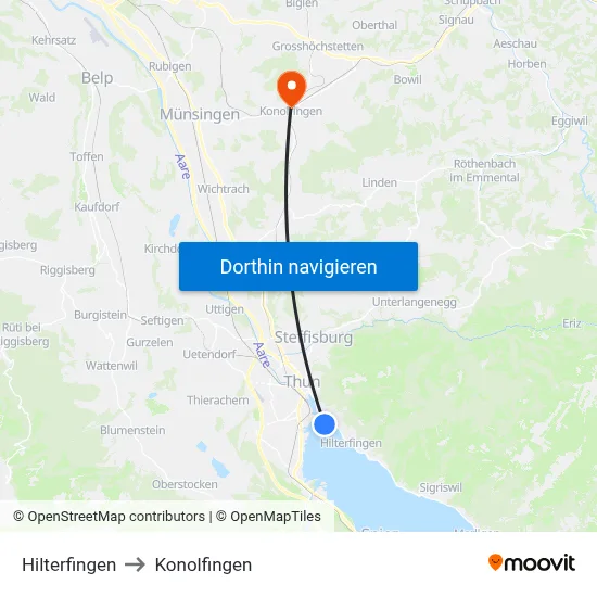 Hilterfingen to Konolfingen map