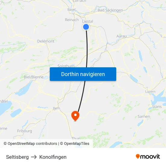 Seltisberg to Konolfingen map