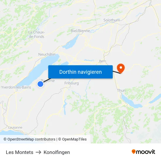 Les Montets to Konolfingen map