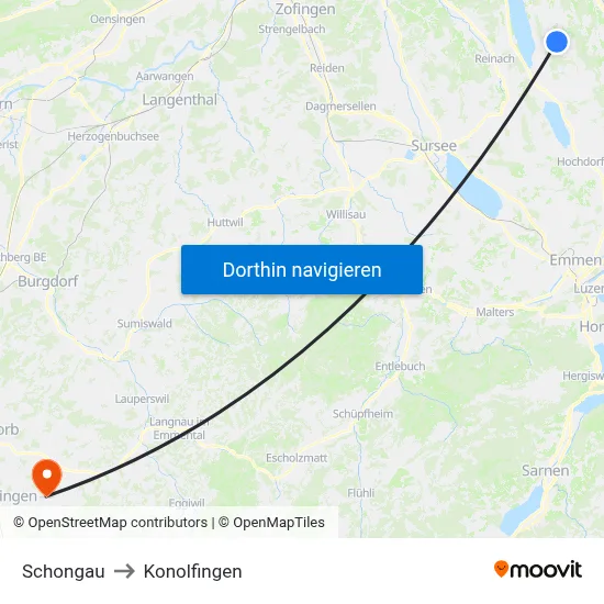 Schongau to Konolfingen map
