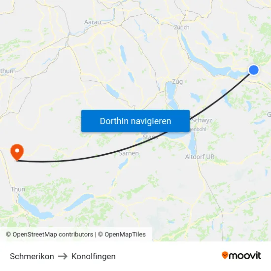 Schmerikon to Konolfingen map