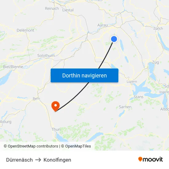 Dürrenäsch to Konolfingen map