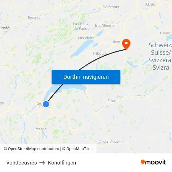 Vandoeuvres to Konolfingen map