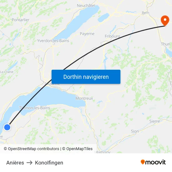 Anières to Konolfingen map