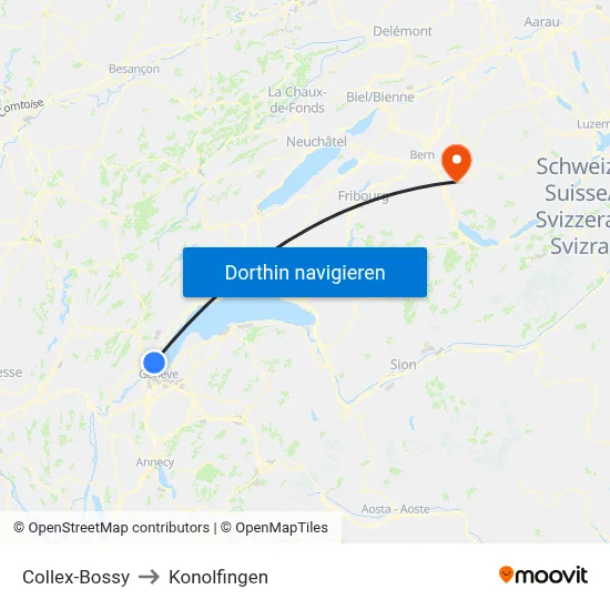 Collex-Bossy to Konolfingen map