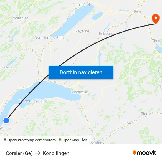 Corsier (Ge) to Konolfingen map