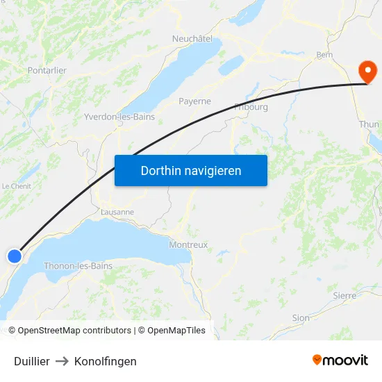 Duillier to Konolfingen map