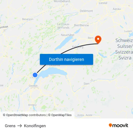 Grens to Konolfingen map