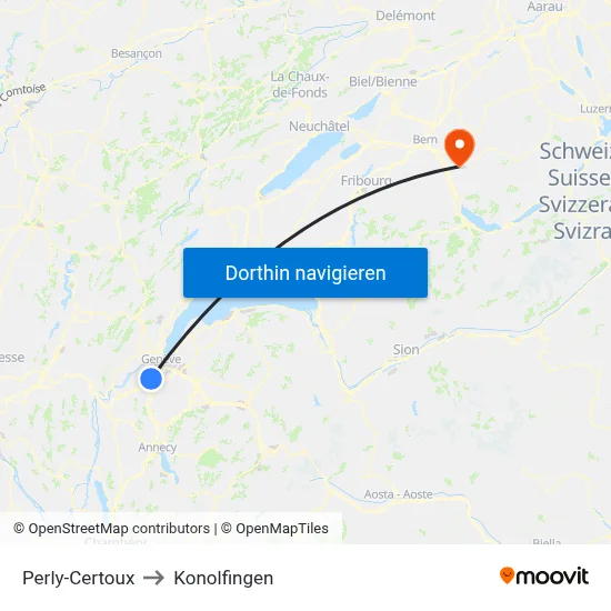 Perly-Certoux to Konolfingen map