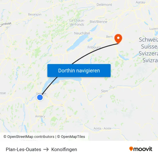 Plan-Les-Ouates to Konolfingen map
