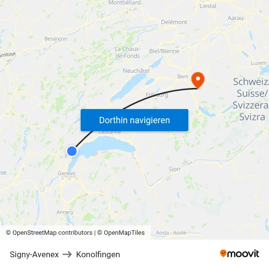 Signy-Avenex to Konolfingen map