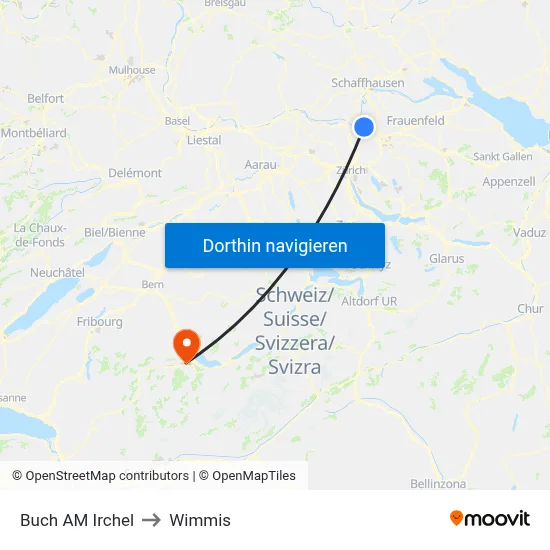 Buch AM Irchel to Wimmis map