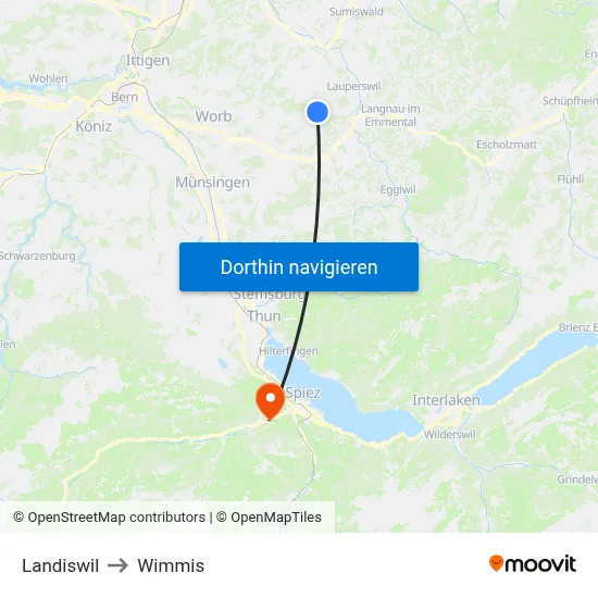 Landiswil to Wimmis map