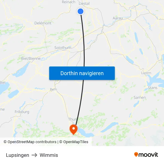 Lupsingen to Wimmis map