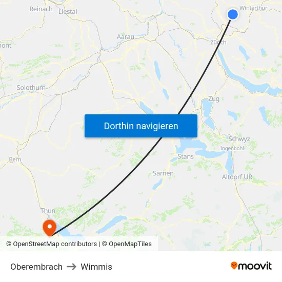 Oberembrach to Wimmis map