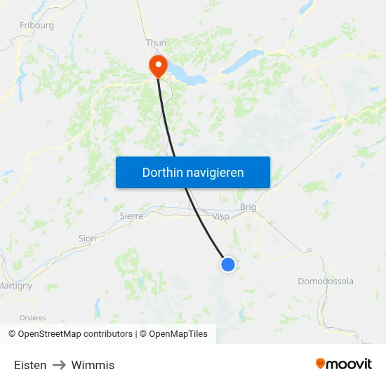 Eisten to Wimmis map