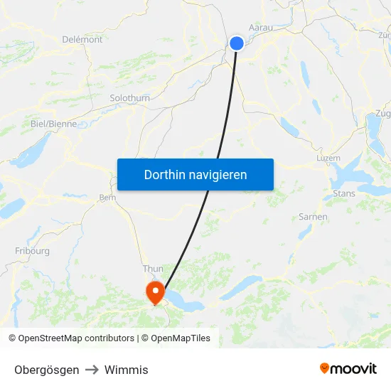 Obergösgen to Wimmis map