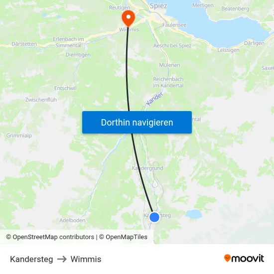 Kandersteg to Wimmis map