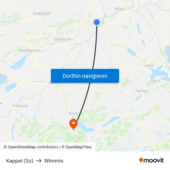 Kappel (So) to Wimmis map