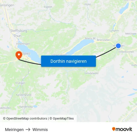 Meiringen to Wimmis map