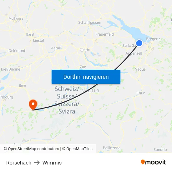 Rorschach to Wimmis map