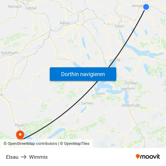 Elsau to Wimmis map