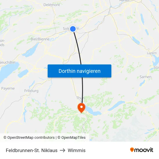 Feldbrunnen-St. Niklaus to Wimmis map