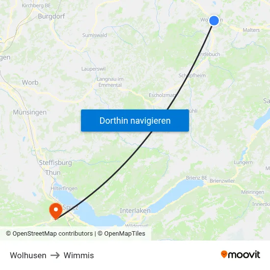 Wolhusen to Wimmis map