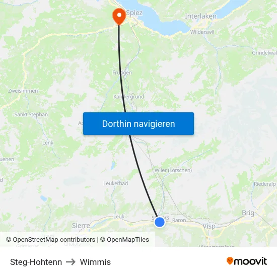 Steg-Hohtenn to Wimmis map