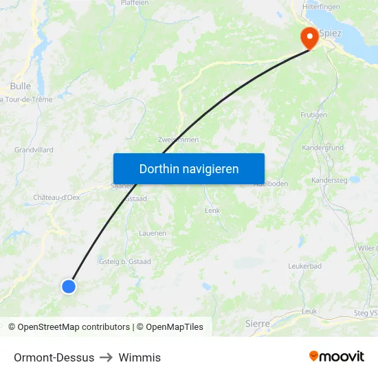 Ormont-Dessus to Wimmis map
