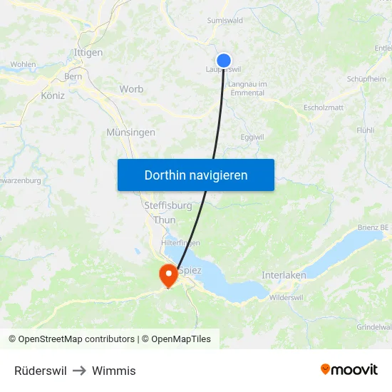 Rüderswil to Wimmis map