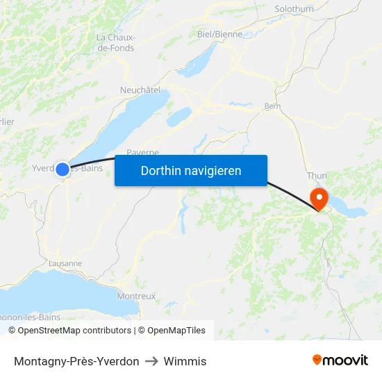 Montagny-Près-Yverdon to Wimmis map