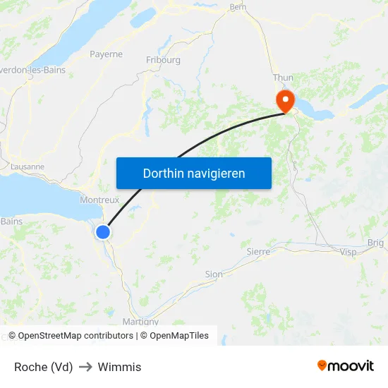 Roche (Vd) to Wimmis map