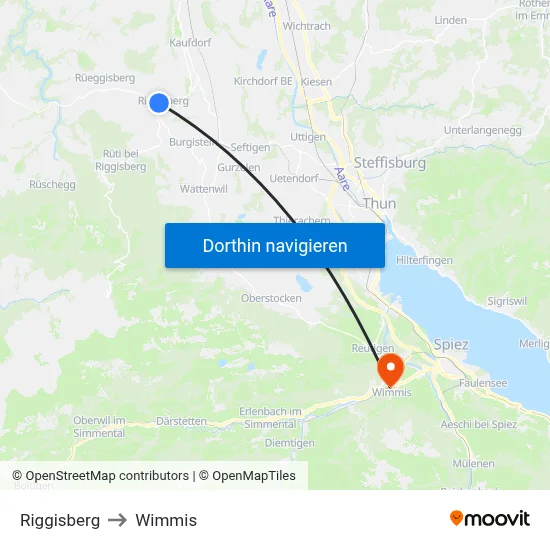Riggisberg to Wimmis map