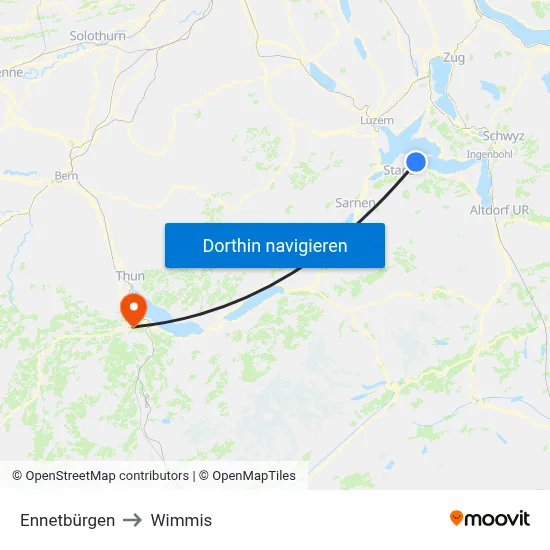 Ennetbürgen to Wimmis map
