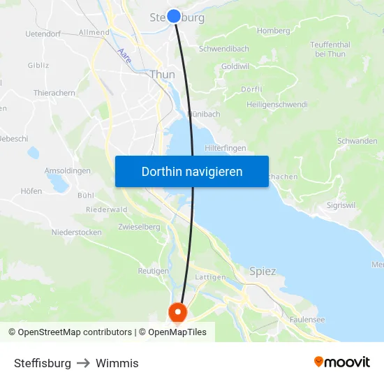 Steffisburg to Wimmis map