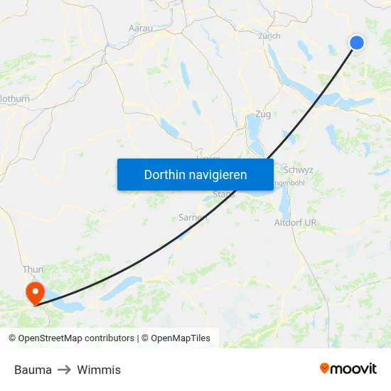 Bauma to Wimmis map
