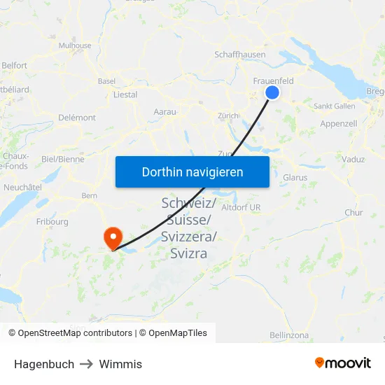 Hagenbuch to Wimmis map