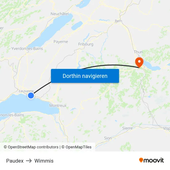 Paudex to Wimmis map